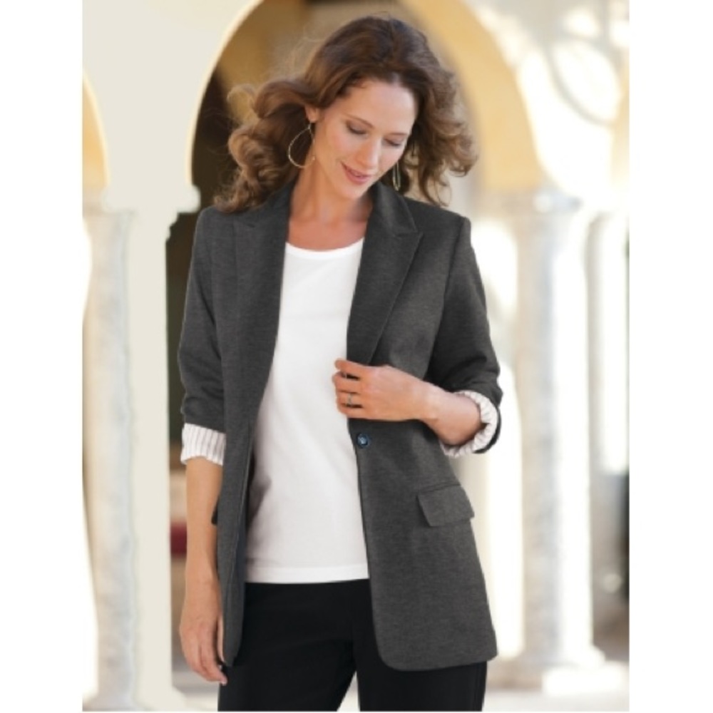 TravelSmith Travel Blazer Size 4 Black Gray